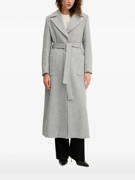  Fracomina Herringbone-pattern Belted Coat - Grey 