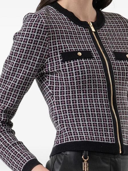  Fracomina Jacquard Zip-up Cardigan - White 