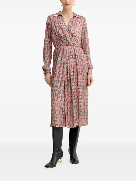  Fracomina Long-sleeve Patterned Midi Dress - Pink 