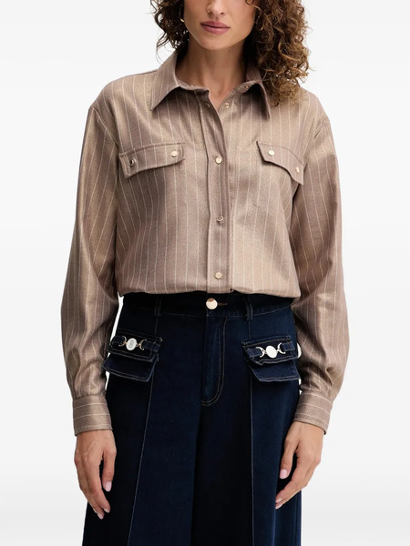  Fracomina Pinstripe-print Flap-pocket Shirt - Brown 
