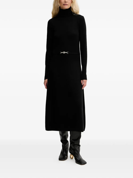 Fracomina Roll-neck Belted Midi Dress - Black 