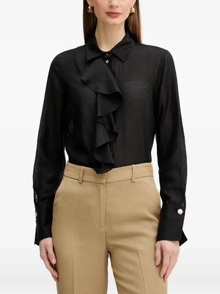  Fracomina Ruffled-detail Button-up Shirt - Black 