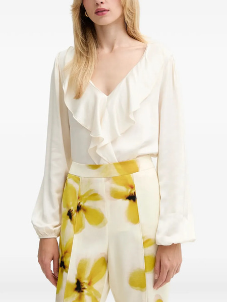  Fracomina Ruffled-detail V-neck Blouse - Neutrals 