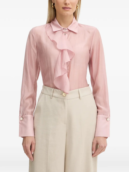  Fracomina Ruffled Long-sleeve Shirt - Pink 