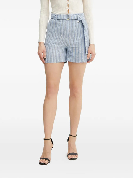  Fracomina Striped Belted Shorts - Blue 