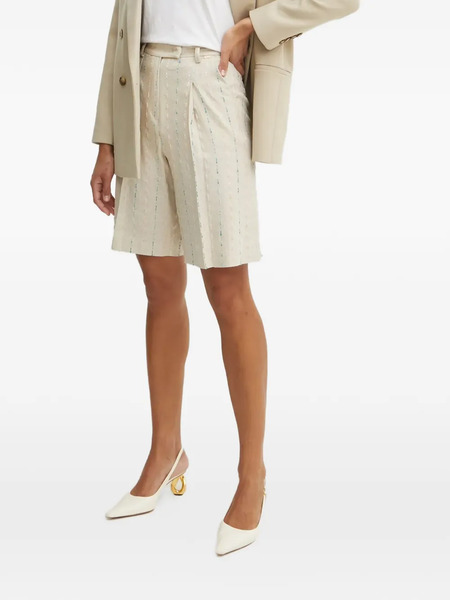  Fracomina Striped Pleated Shorts - Neutrals 