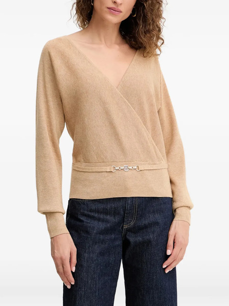  Fracomina V-neck Buckle Sweater - Neutrals 
