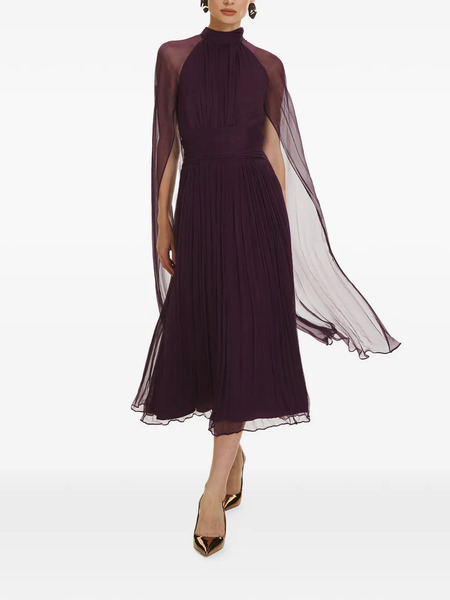  Framboise Belona High-neck Silk Midi Dress - Purple 