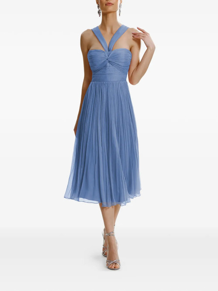  Framboise Gaia Crossover Silk Midi Dress - Blue 