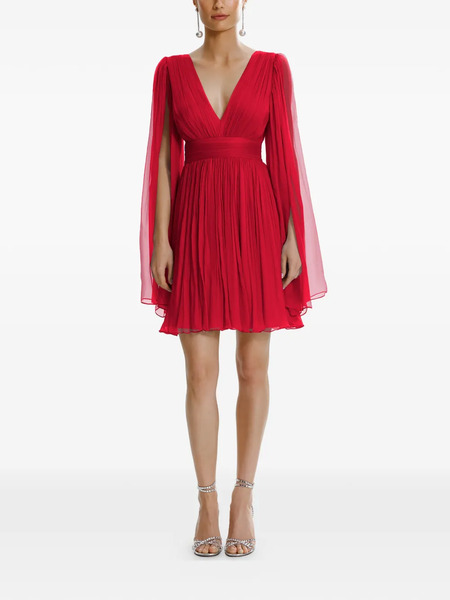  Framboise Palmer V-neck Silk Mini Dress - Red 