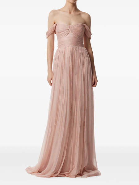  Framboise Roselyn Off-shoulder Silk Maxi Dress - Pink 