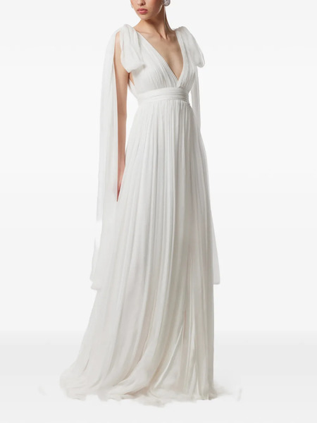  Framboise Savana V-neck Silk Maxi Dress - White 