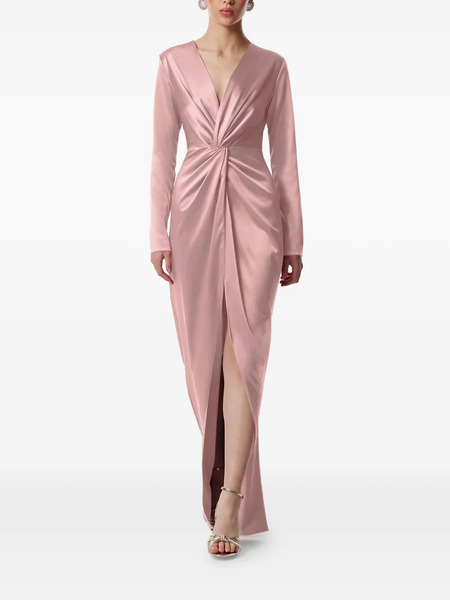  Framboise Twisted V-neck Dress - Pink 