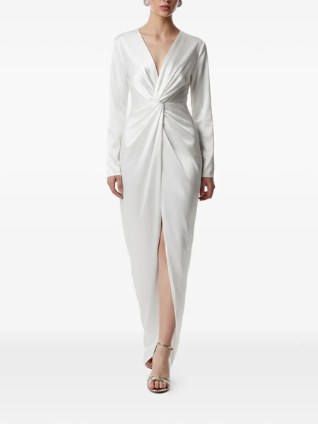  Framboise Twisted V-neck Dress - White 