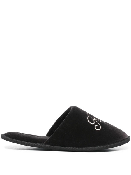  Frame Embroidered Slippers - Black 