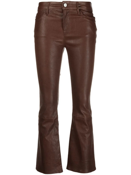  Frame Flared Polished-finish Trousers - Brown 