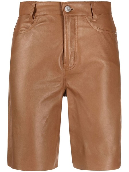  Frame High-waisted Leather Shorts - Brown 