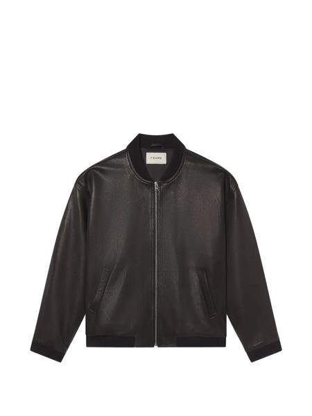  Frame Leather Bomber Jacket - Brown 