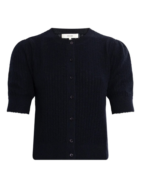  Frame Puff-sleeve Button Cardigan - Blue 
