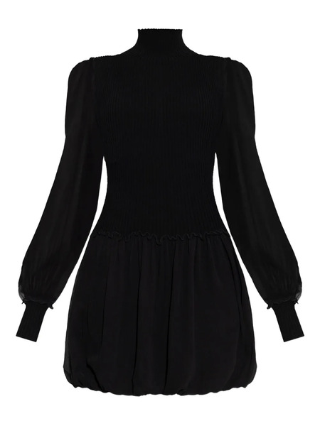  Frame Sheer-sleeve Mini Dress - Black 