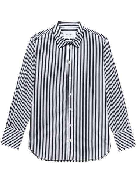  Frame Stripe-print Organic-cotton Shirt - Black 