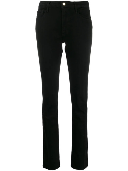  Frame Sylvie Slender High-rise Straight Jeans - Black 