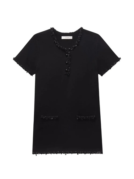  Frame The Beaded Trim Embellishment Button Dress - Black 