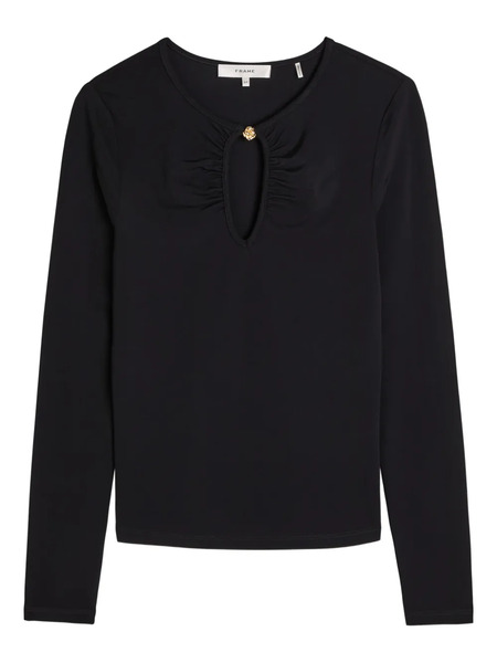  Frame The Keyhole Ruched Top - Black 