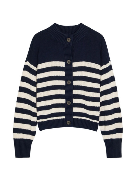  Frame Variation Striped Button Cardigan - Blue 