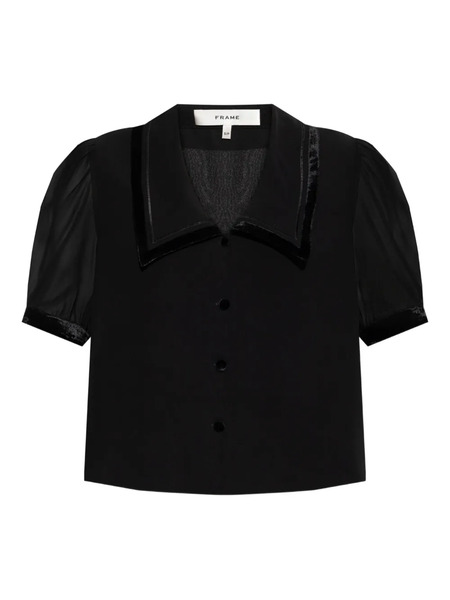  Frame Velvet-trim Blouse - Black 