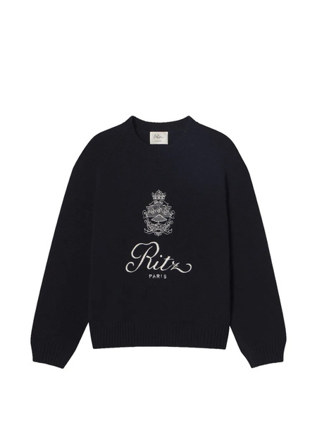  Frame X Ritz Paris Crest-embroidered Sweater - Blue 