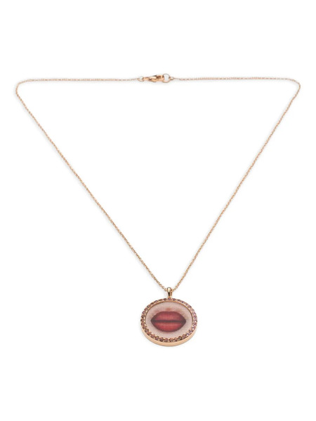  Francesca Villa 18k Rose Gold Sapphire Lips Necklace - Pink 