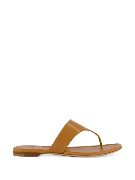  Francesco Russo Leather Flat Sandals - Brown 