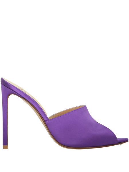  Francesco Russo Leather Heeled Mules - Purple 