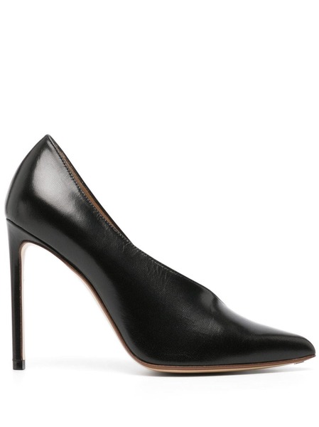  Francesco Russo 105mm Asymmetric Leather Pumps - Black 