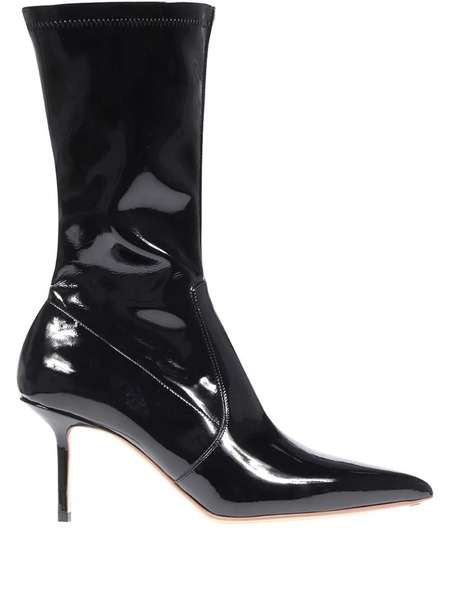  Francesco Russo 70mm Patent-leather Ankle Boots - Black 