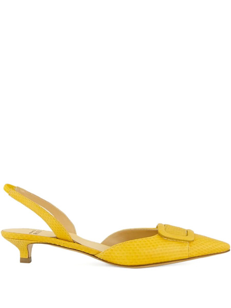  Francesco Russo 25mm R1p1011 Buckle Kitten Pumps - Yellow 
