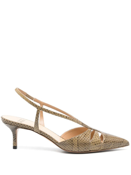  Francesco Russo 55mm Snakeskin-effect Pumps - Brown 