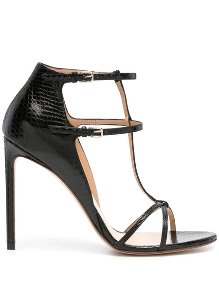  Francesco Russo 105mm Snakeskin-effect Sandals - Black 