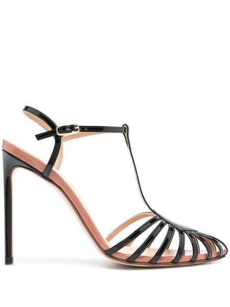  Francesco Russo Pointed Strap-detail 105mm Sandals - Black 