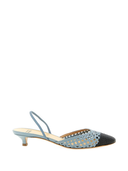  Francesco Russo Sling Back Heeled Pumps - Blue 