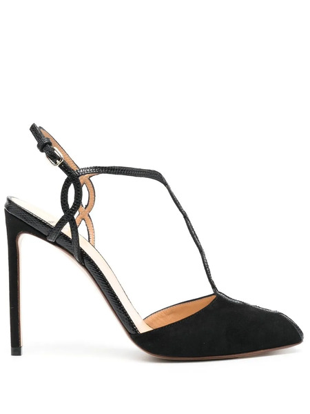  Francesco Russo Twisted-strap 120mm Leather Pump - Black 