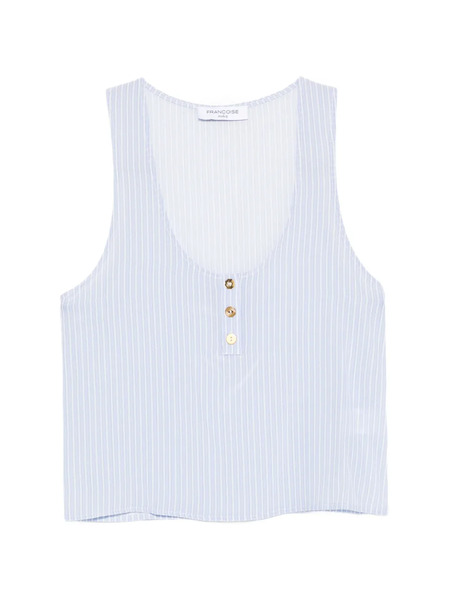  Françoise Striped Button Top - White 