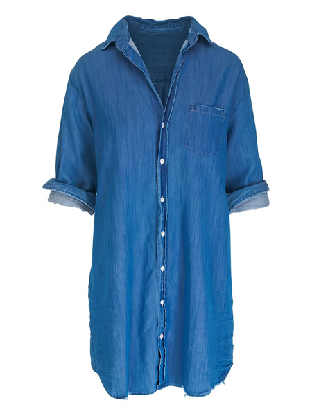  Frank & Eileen Cotton Mini Shirt Dress - Blue 