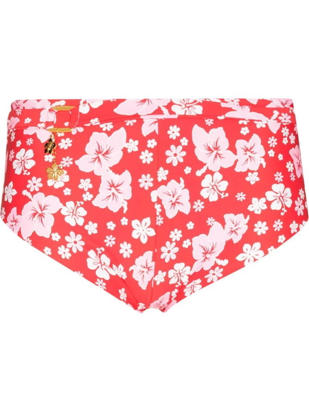 Frankies Bikinis Floral Mid-rise Bikini Bottoms - Red 