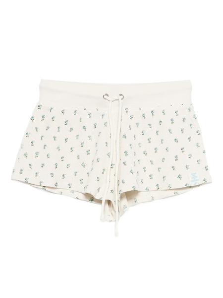 Frankies Bikinis Noah Thermal Floral-print Shorts - Neutrals 