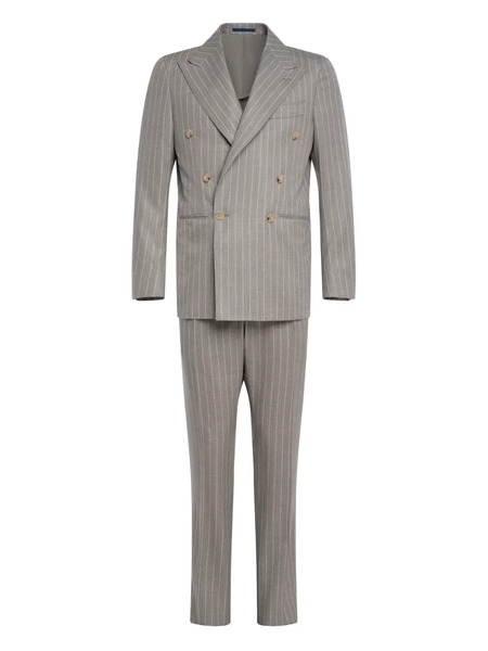  Franzese Collection Double-breasted Pinstripe Suit (set Of Two) - Grey 