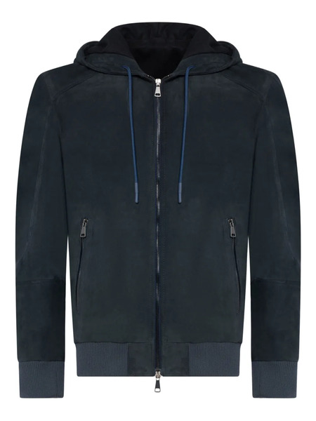  Franzese Collection Hooded Leather Jacket - Blue 