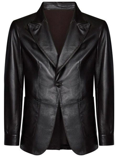  Franzese Collection Single-breasted Leather Blazer - Brown 