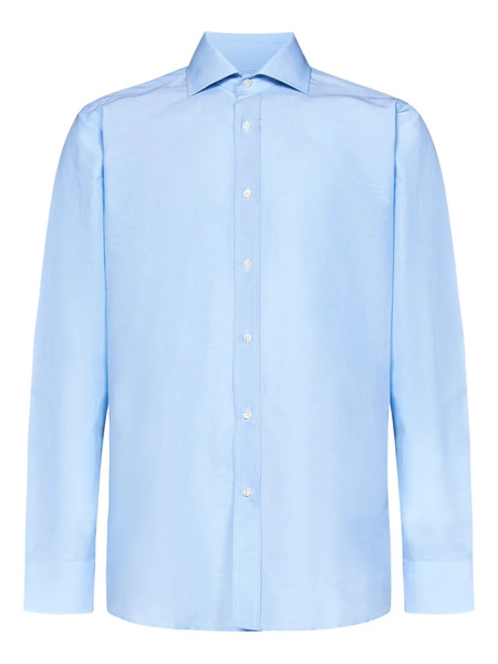  Franzese Collection Spread-collar Long-sleeve Shirt - Blue 